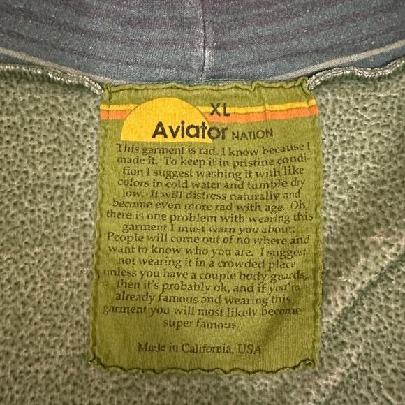 AVIATOR NATION Thunder Bolt Hoodie Multi Striped Full Zip Athleisure - Picture 10 of 13